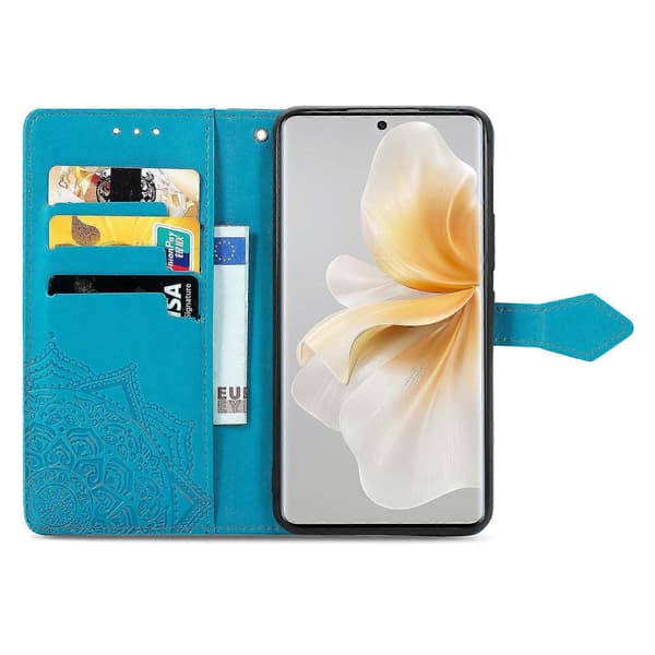 Plånboksfodral Mandala Blomma Läder Telefonskydd med Ställ för TCL 50 Pro NxtPaper 5G - Blå (Blå)