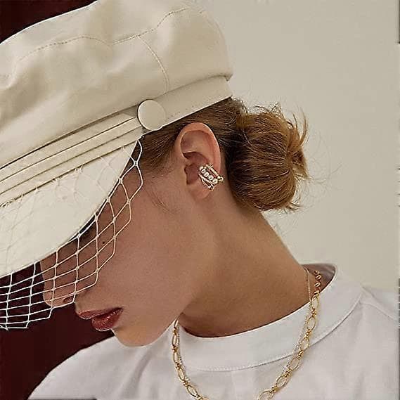Piercing Øremansjett Simulerte Perler CZ Glitrende Klips på Brusk Øredobber 18K Gullbelagt Justerbar Åpen Øre Wrap for Kvinner