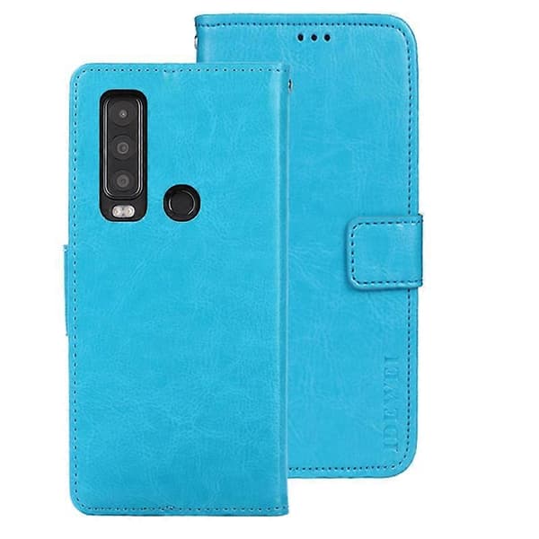 IDEWEI Crazy Horse Læder Flip Telefon Cover Wallet Case til Cat S75 5G (Sky Blue, Sky Blue)