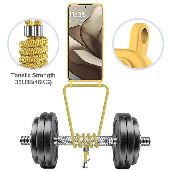 Flydende silikone etui med kortholder og lanyard til Motorola Edge 50 5G - Gul (Gul)