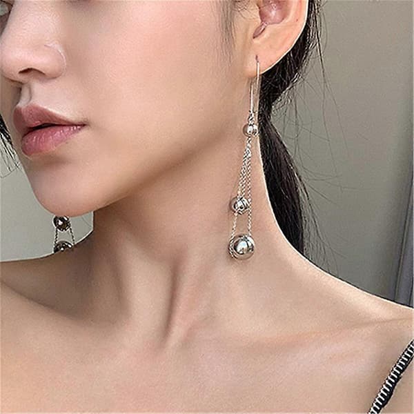 Mode Kvinder Asymmetriske Rhinestones Cirkel Øreringe Kvaster Lang Kæde Drop Dingle Øreringe Bar Party Øreringe til Kvinder