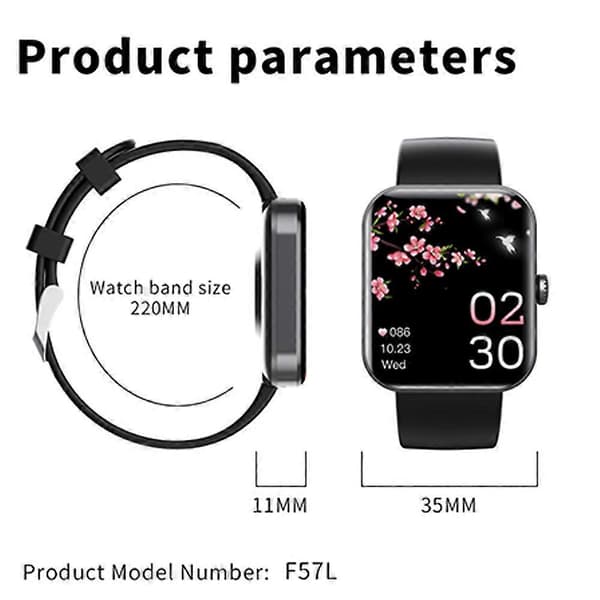Smartwatch för blodsockermätning Multifunktionell sportklocka för övervakning av hjärtfrekvens och blodtryck (Svart)