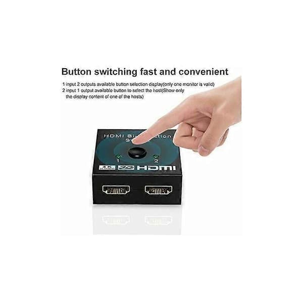 HDMI Switch, Bi-Directionel 4K HDMI Splitter Adapter 2 Ind 1 Ud eller 1 Ind 2 Ud Switch, Understøtter 3D 4K 1080P, HDCP, HDMI Switch til HDTV/Blu-Ray Pl