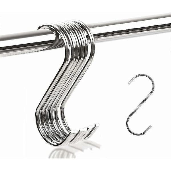10-pack S-krokar, S-formade krokar i rostfritt stål för köksskåp, litet kontor, kök, badrum, sovrum, sparar mycket plats (silver)