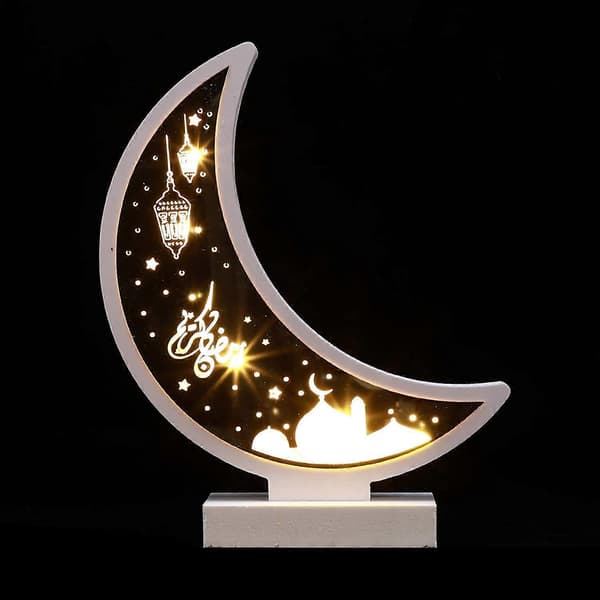 Ramadan Mubarak Dekorativ Eid Månelampe Dekorationer Måne Natlamper Bordpynt i Træ til Fest