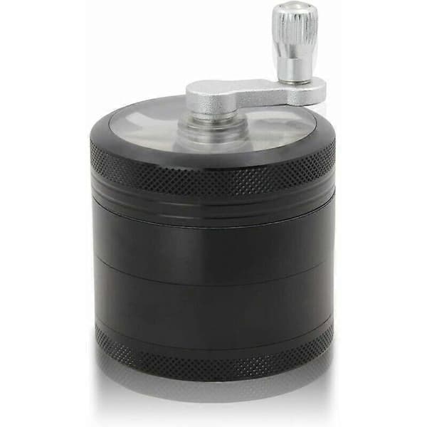 Premium Håndsving Kværn Ubrydelig Aluminium Metal Urte Kværn, Diameter 40mm (Sort)