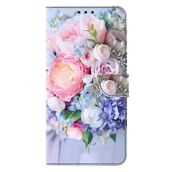 För iPhone 17 Air Mobilskal Magnetisk Stängning 3D Mönster Läder Plånbok Mobilskydd (Färgglada Blommor)