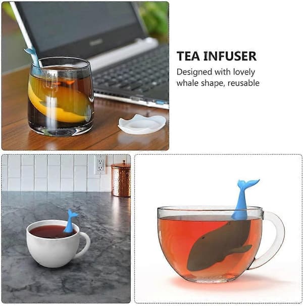 Te-infuser hvalformet silikone løs te si tebrygger kugle tefiltre brygger til hjemmekontor teelskere rejser