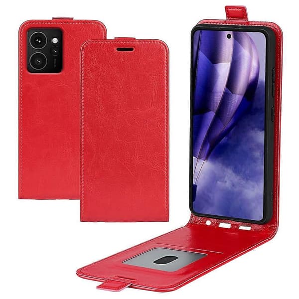 För HMD Skyline Telefonfodral med Kortfack Vertikalt Flip Läder Telefonfodral - Röd (Röd)