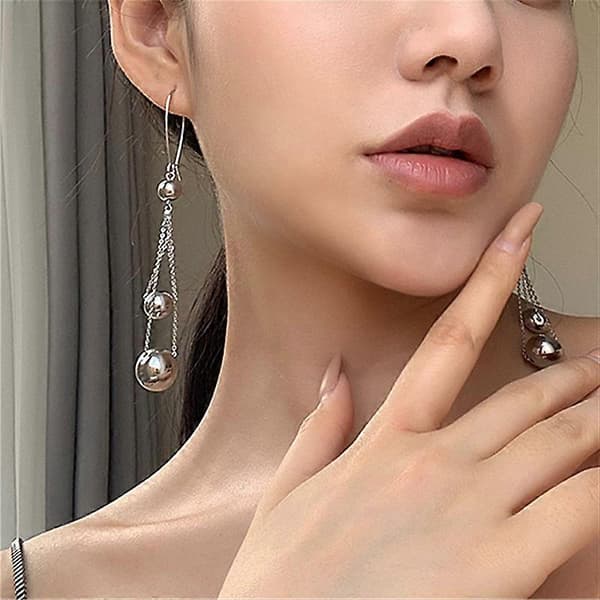 Mode Kvinder Asymmetriske Rhinestones Cirkel Øreringe Kvaster Lang Kæde Drop Dingle Øreringe Bar Party Øreringe til Kvinder