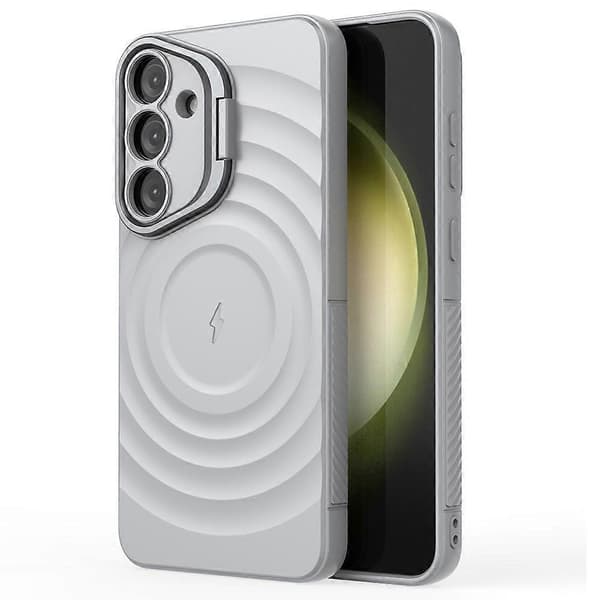 För Samsung Galaxy S25+ Mobilskal, Kompatibelt med MagSafe PC-fäste Korrugerad Textur TPU Mobilskal (Grå)