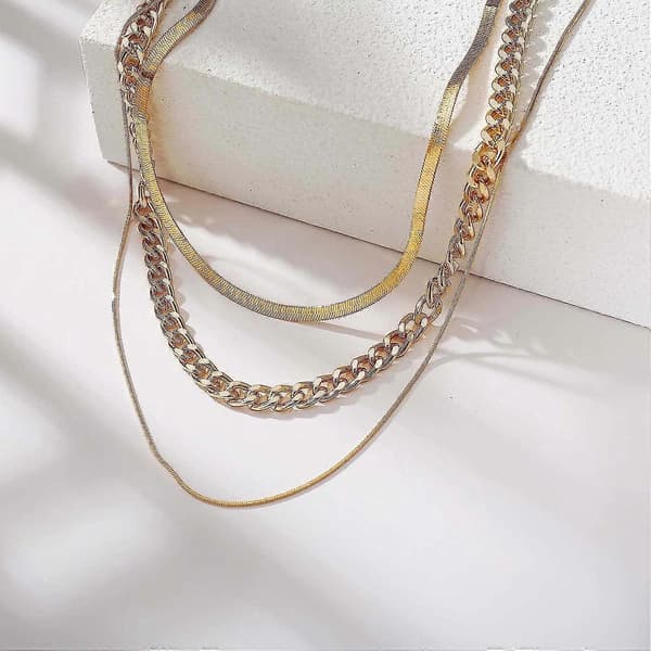 Boho Lagdelt Slangekæde Halskæde Guld Tyk Cuba Kæde Halskæde Mode Sildeben Choker Halskæde