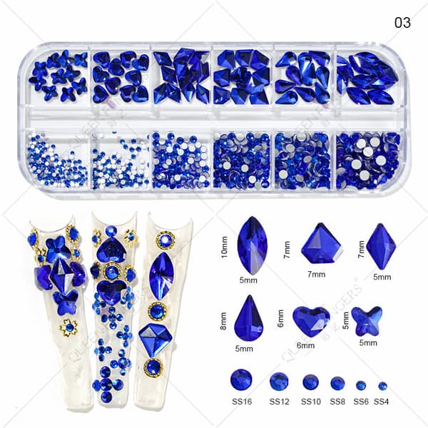 DIY smyckestillbehör 12 fack specialformad nagelkonst diamant specialformad diamant