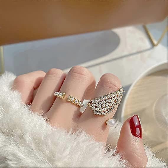 Perle Engel Vinge CZ Gullbelagt Statement Justerbar Wrap Løftering for Kvinner Jenter Delikat Luksus Utvidbar