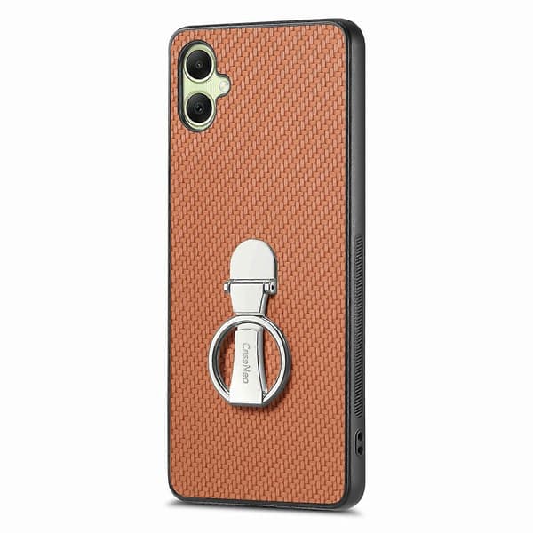 CASENEO C1-19 för Samsung Galaxy A06 Mobilskal Vikbart Ställ Läder Baksida Kolfibertextur (Brun)