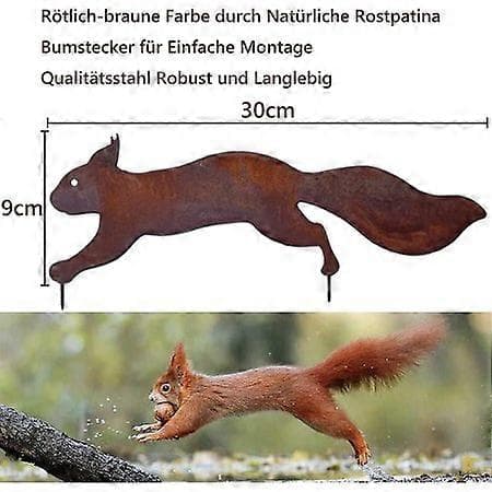 Egern - Metal Havepynt - 30 cm - Naturlig Rust Patina