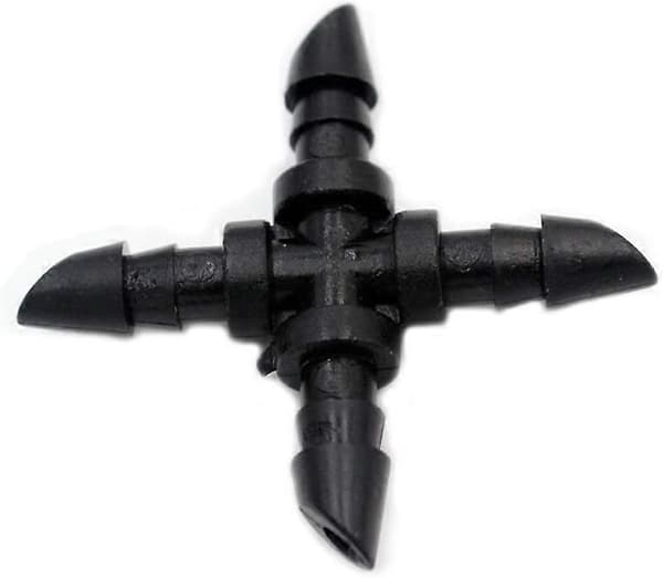 50 Stykker Barbefestede Kryssfittings Barbefestede Krysskoblinger 4-veis Hagevanningskrysskobling Dryppvanningsslange Passer for 4 mm/7 mm