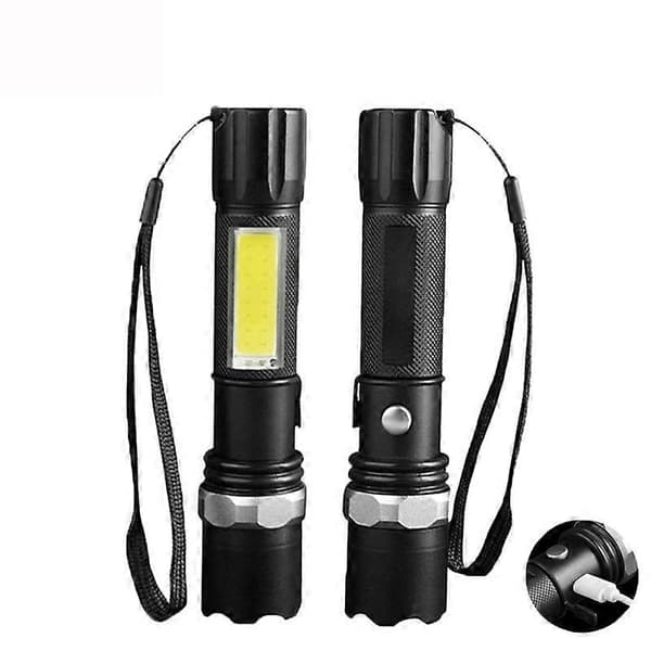 Ladattava LED-taskulamppu 350 lm, musta, 157x33x33mm