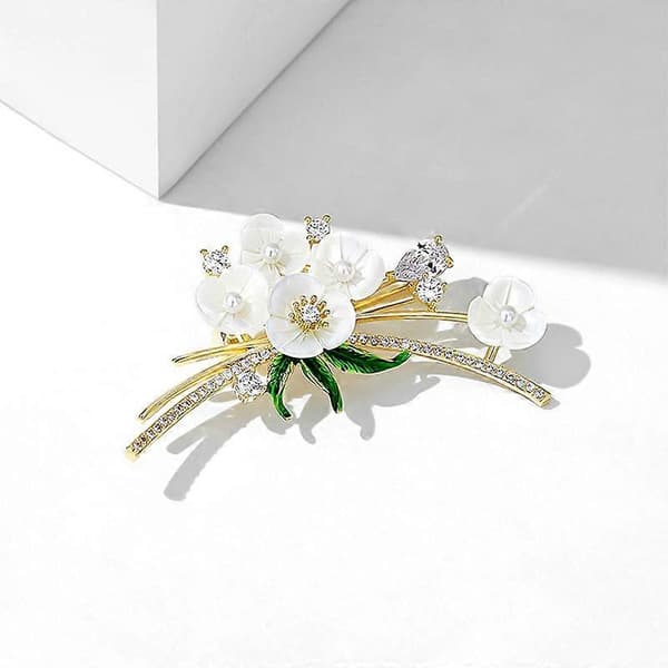 Retro accessoarer blomma kofta för att fästa kläder silkeshalsduk knapp blomma brosch, 5.8*4.0cm