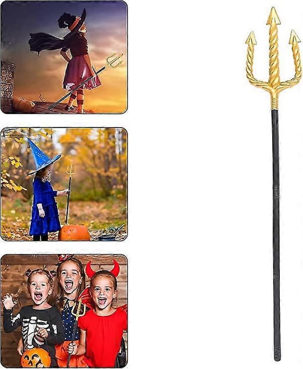 Dekorativ Trefork Legeting Halloween Trefork Rekvisit Trefork Legetøj (1 stk., Guld)