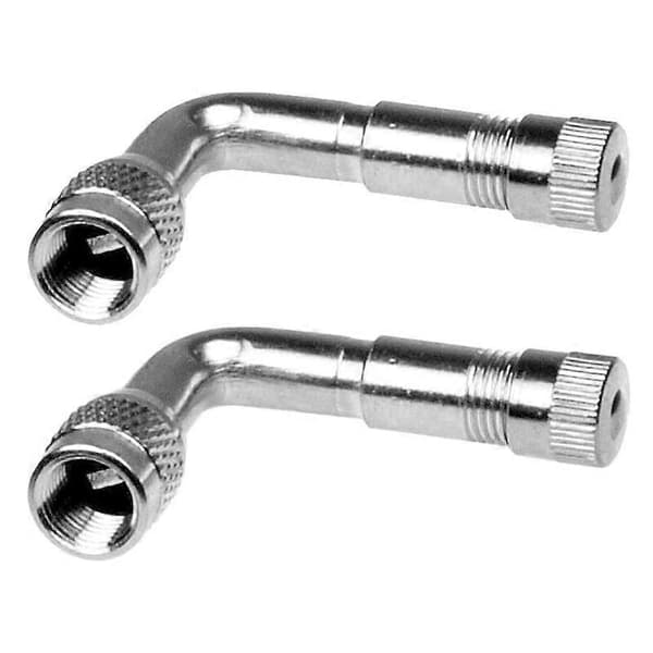 2-pack Universal Motorcykel Scooter Ventilstamförlängare Adapter Mässing Vinklad Silver 90 Grader