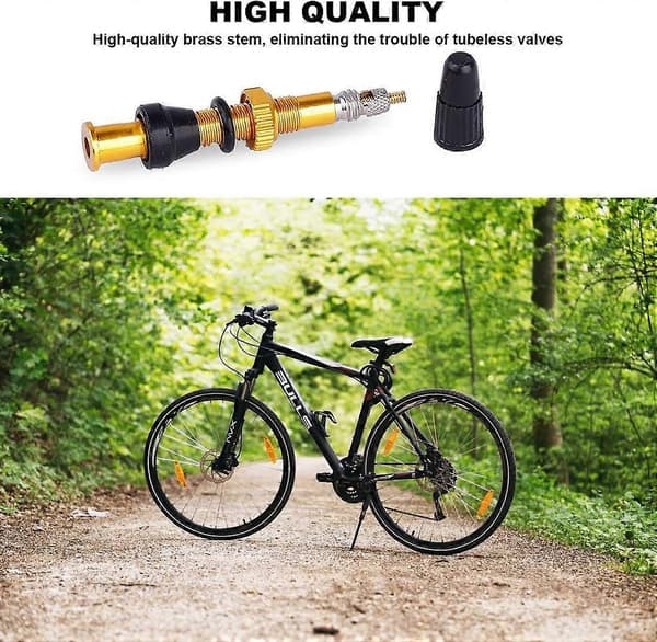 2 Stycken Presta Slanglösa Cykelventiler, Högkvalitativ Mässing Slanglös Presta Ventilstam (40mm)