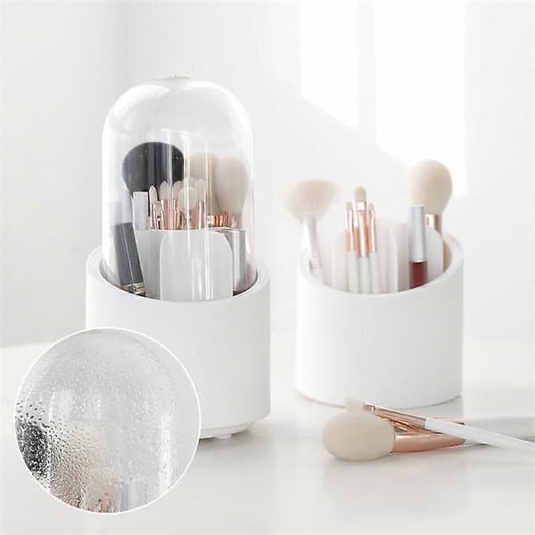 Roterende Makeup Organizer --- Velegnet til opbevaring af læbestift, makeupbørster, badeværelse, kommode (6 hvide rum).