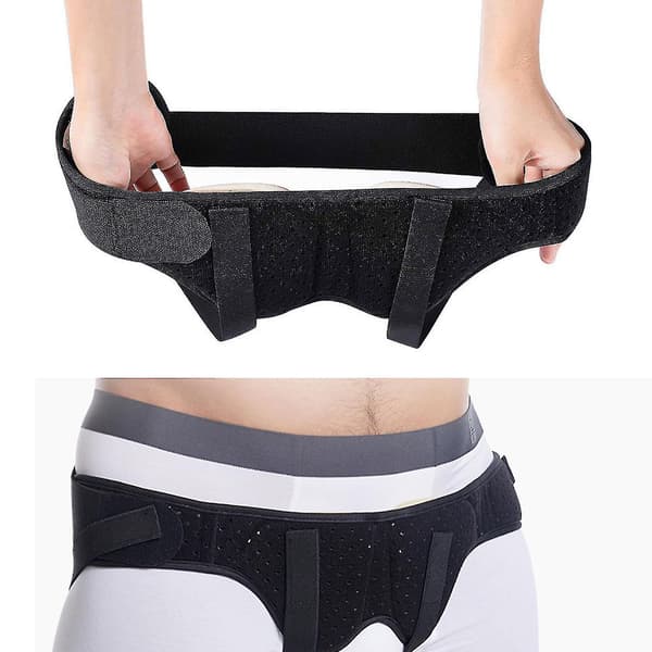 Inguinal brok støttebælte dobbelt lyskebrok smertelindring støttebandage til mænd (XL)