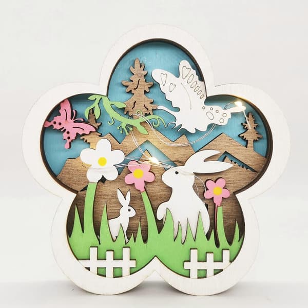 Trælanterne Påske Creative Spring Rabbit Butterfly Led Light Ornament Vedhæng