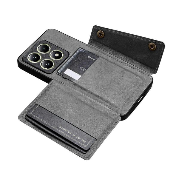 Lämplig för Xiaomi 14T mobiltelefonfodral kortplatsstativ läder + TPU mobiltelefonfodral - grå (grå)