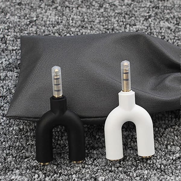 3,5 mm hodetelefon splitter 1 hann til 2 hunn o Jack-adapter for rask deling (blå)