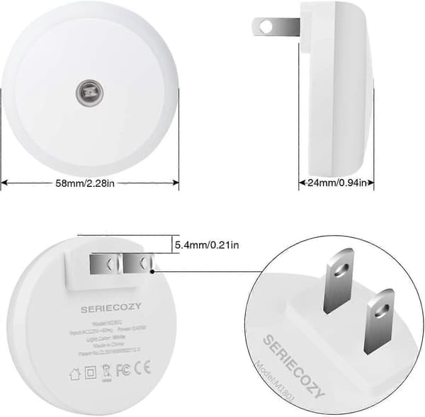 Ravfarvet natlampe, smart lyssensor, LED-natlampe til stikkontakt, diffust lys, energieffektiv, til soveværelse, badeværelse, køkken, gang, trappe
