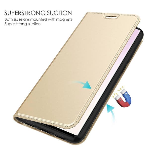 PU læder telefoncover med kortholder og stativ til OnePlus Nord 5 5G (Guld)