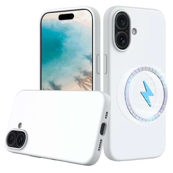 Mobilskal för iPhone 16 Kompatibelt med MagSafe, Anti-dropp Flytande Silikon Mobilskal (Vit, Vit)