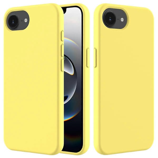 Lämplig för iPhone 16e mobiltelefonfodral anti-dropp flytande silikon mjukt foder baksida - gul (gul)