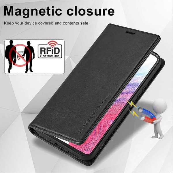 LC.IMEEKE til Samsung Galaxy S24 Mobiltelefon Etui Magnetisk RFID Blokerende Telefon Wallet Etui - Sort (Sort)