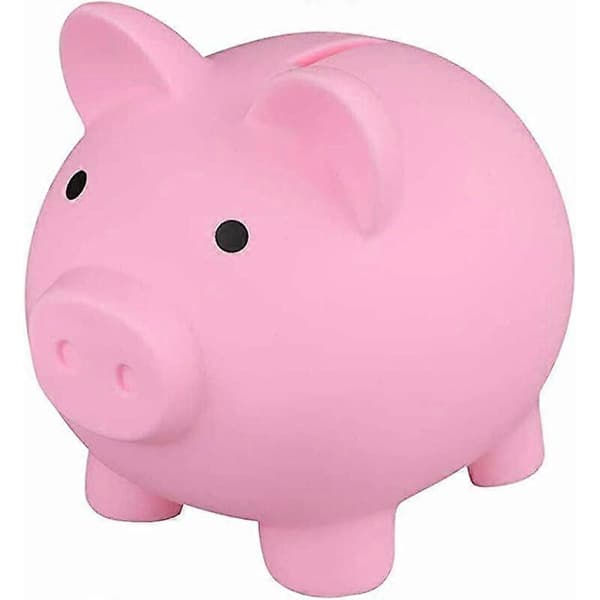 Søt uknuselig sparegris i plast for jenter og gutter, myntboks til bursdag, påske, babyshower. (rosa)