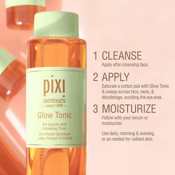 Pixi Glow Tonic 250ml – Eksfolierende Toner med Glykolsyre, Aloe & Ginseng