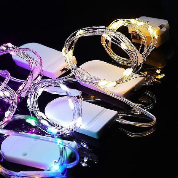 Lyslenke Batteridrevet 2m Lys Kobbertråd 20 Mini LED, Varm Hvit