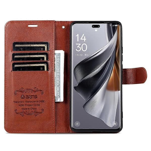 AZNS For Honor X60 Pro 5G Mobilskal Anti-scratch PU Läder Ställ Plånbok Telefonskydd - Brun (Brun)