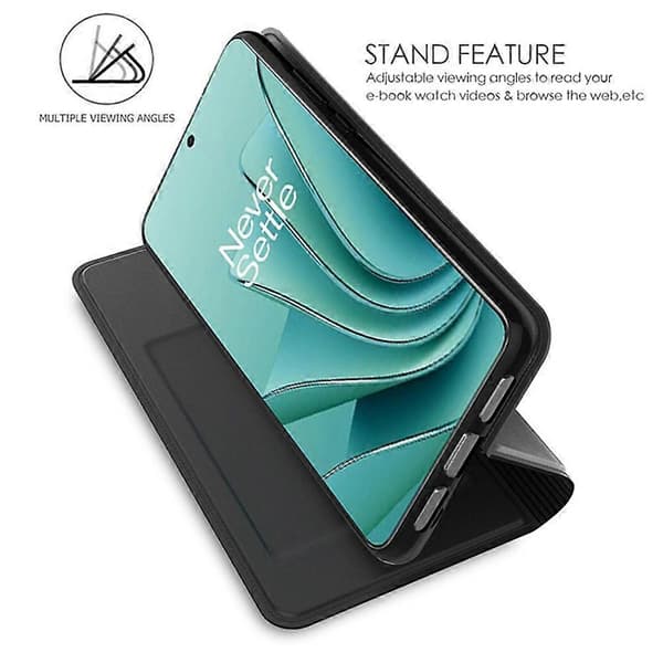 For OnePlus Nord 5 5G Etui PU Læder Telefon Cover med Kortholder Stand (Sort)