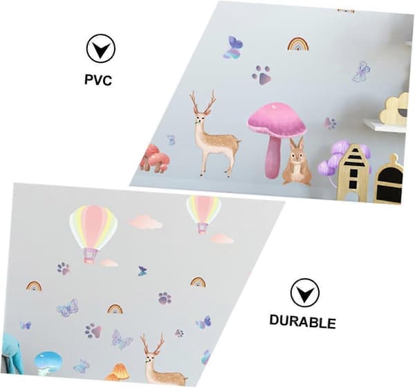 1 Set Väggdekal Mural Tapet Djurbarn Väggdekaler för Barn Blomma Väggdekal Svamp