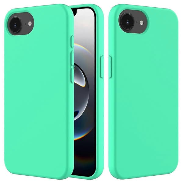 För iPhone 16e mobiltelefonfodral anti-dropp flytande silikon mjukt foder baksida - Grön (Grön)