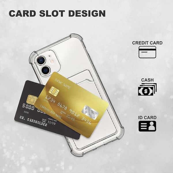 iPhone 12 deksel med kortholder TPU transparent