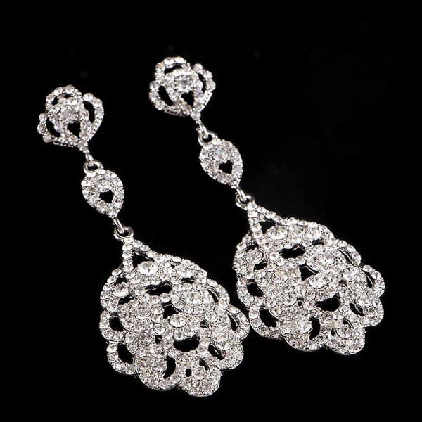 Øreringe 925 Sølv Cubic Zirconia Krystal Lange Dråbe Dingle Øreringe