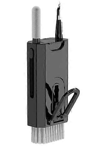 Hovedtelefonrenser Flocking Svamp Højdensitetsbørste 8 i 1 Rengøring Integreret Design Kompatibel med Bluetooth Headset Rensepen - Sort