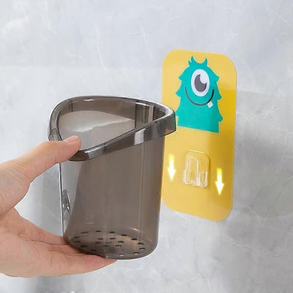 Set med 2 st väggmonterade tandborstmugg, tandborsthållare