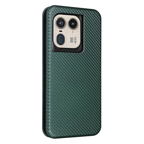 Flipfodral med kolfibertextur (Grön, för Motorola Edge 50 Ultra)