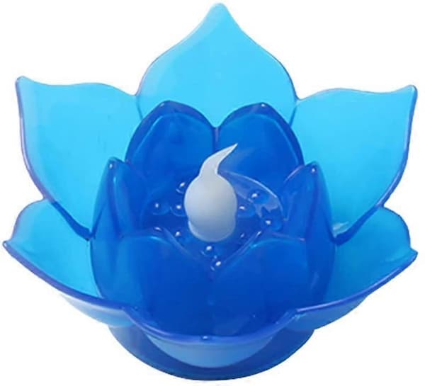 2 st LED Elektronisk Lotuslykta Buddha Ljus Lampa Flamfri Blomljus, Blå