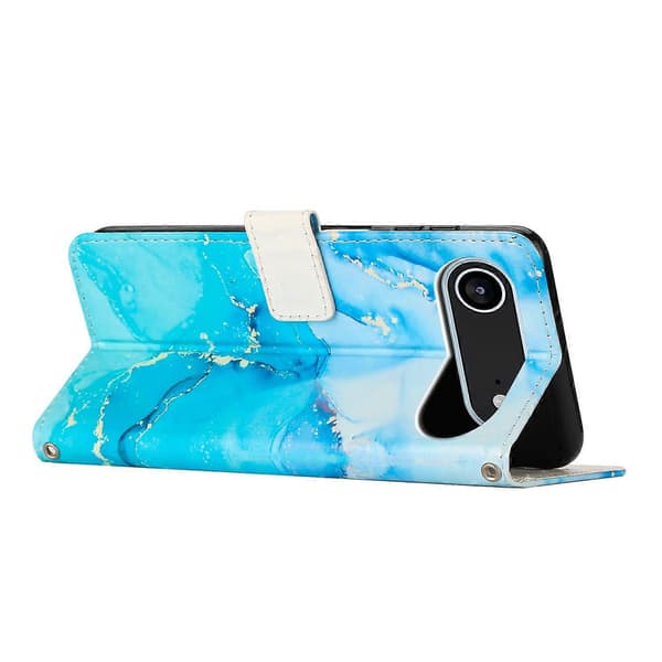 För iPhone 17 Air Ställ Telefonfodral Marmor PU Läder Plånboksfodral (Multi-färg, Teal)